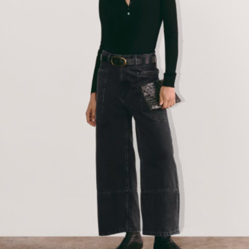 Everlane The Way-High Gardener Cropped Jean Size 28; Washed Black